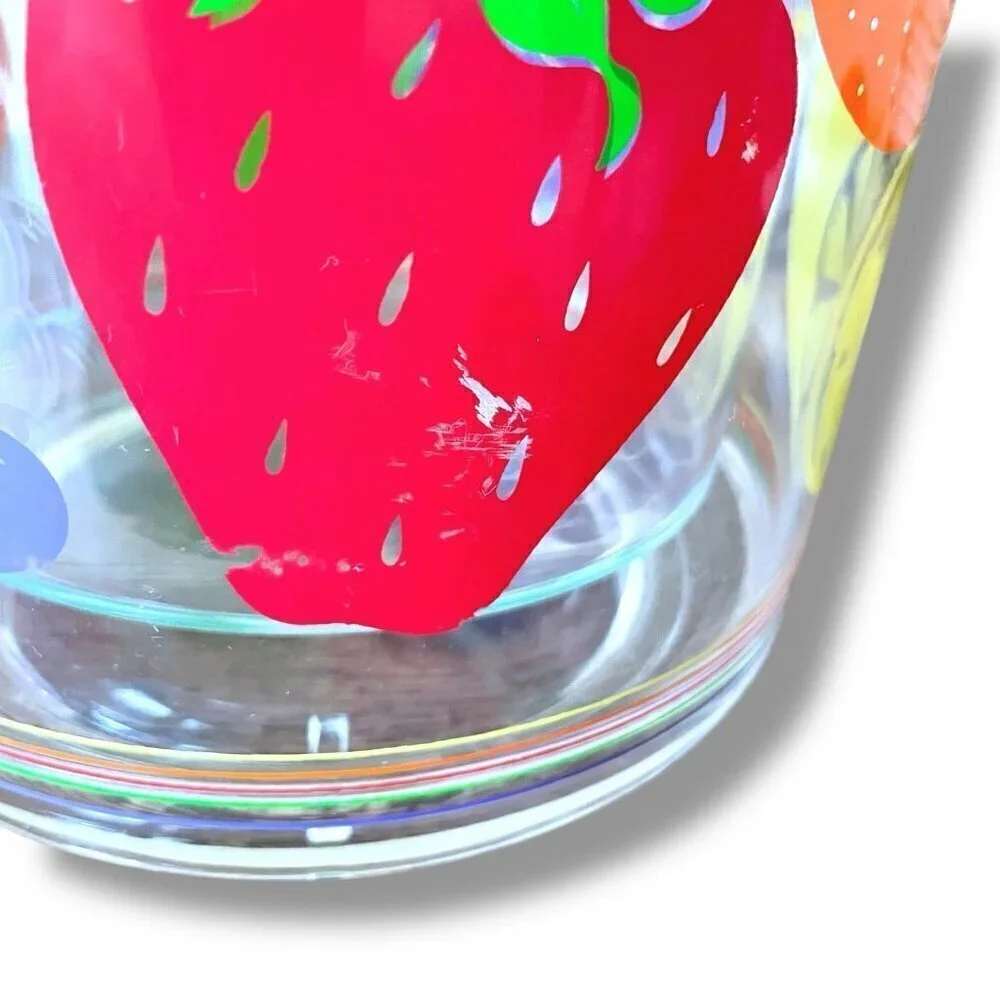 Vintage 1980s Culver Tutti Frutti Ice Bucket Clear Acrylic Fruit Print Barware